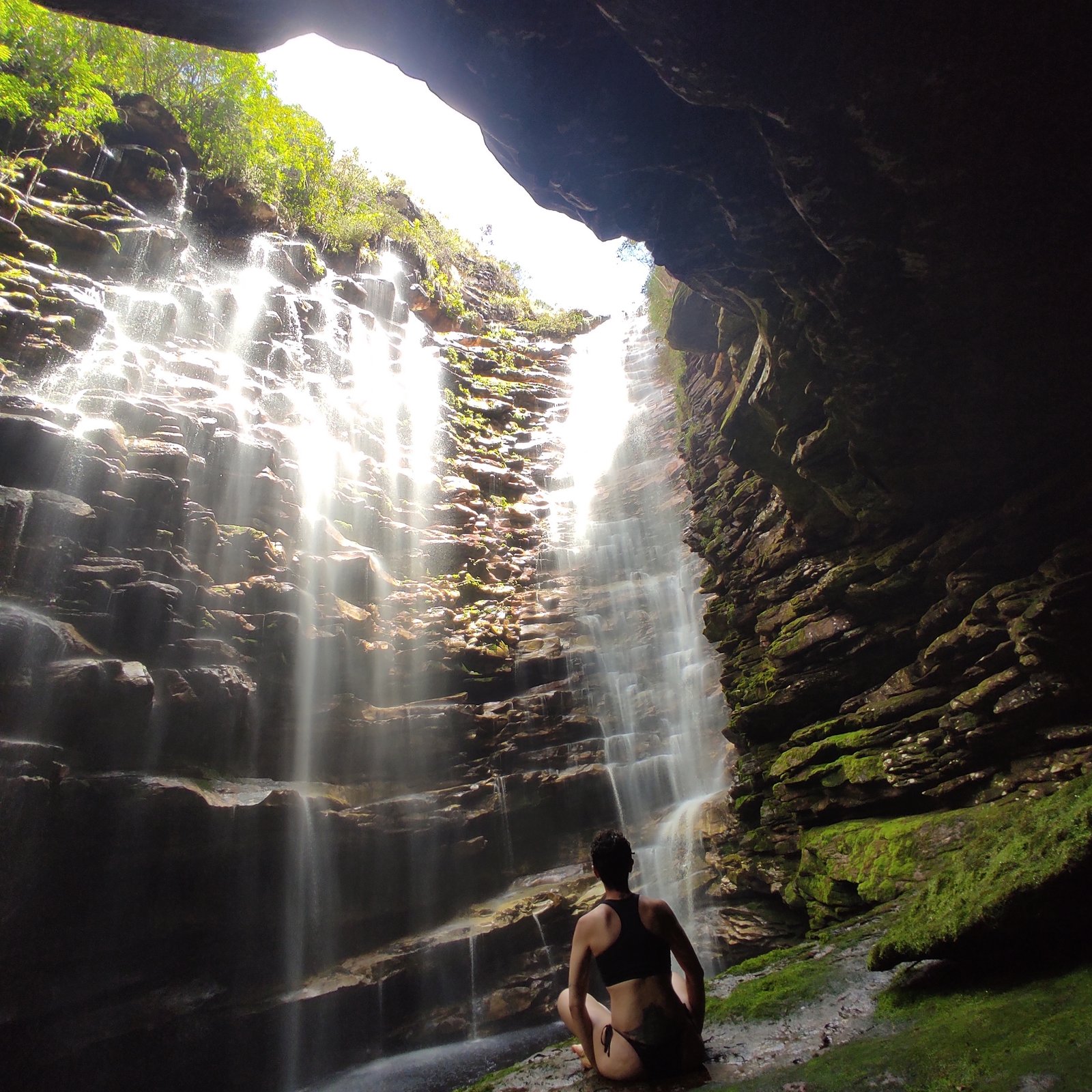 Hidden waterfall inside a canyon
